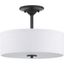 Inspire 13'' Graphite Finish Semi-Flush Light with Summer Linen Shade