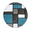 Blue and Gray Geometric Round Synthetic Area Rug 8'