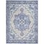 Grey Blue Floral Motif 6' x 9' Easy-Care Synthetic Area Rug