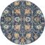 Bohemian Navy Floral Round Synthetic Area Rug - 5'3"