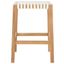 Natural Teak and White Leather Backless Counter Stool