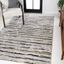 Gray and Black Modern Stripe Synthetic Area Rug