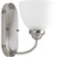 Brushed Nickel Ceramic Wall Sconce with Etched Glass Shade