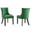 Emerald Velvet Upholstered Side Chair with Wood Legs