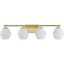 Copeland Brushed Gold 4-Light Vanity with Opal Glass Shades