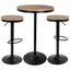 Dakota Industrial Black and Brown 3-Piece Pub Set with Adjustable Stools