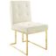 Ivory Velvet Upholstered Dining Chair with Gold Stainless Steel Base