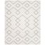 Ivory and Silver Geometric Hand-Tufted Shag Area Rug 8' x 10'