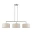 Meridian Brushed Nickel 3-Light Linear Chandelier with Oatmeal Shades