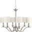 Brushed Nickel 6-Light Chandelier with Off-White Linen Shades