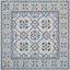 Ivory and Blue Hand-Tufted Wool Square Rug