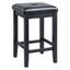 Elegant Backless Black Leather Wood Counter Stool, Set of 2