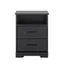 Rustic Black 2-Drawer Nightstand with Open Shelf