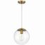 Satin Brass Clear Glass Globe Pendant Light