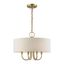 Elegant Antique Brass Drum Pendant Chandelier with Oatmeal Shade