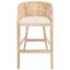 Natural White Washed Wood and Rattan Bar Stool