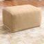 Cream Stretch Pique Ottoman Slipcover with Elastic Fit