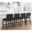 Cohen Black Faux Leather Saddle Bar Stools with Wood Frame, Set of 4