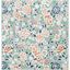 Green and Navy Synthetic Floral Square Rug, 6'5" x 6'5"