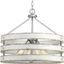 Gray and Whitewashed Faux Wood Drum Pendant Light