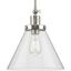 Hinton Brushed Nickel Industrial Pendant with Seeded Glass Shade