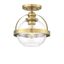 Warm Brass Globe Ceiling Light with Clear Glass Orb