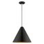 Contemporary Mini Pendant Light with Gold Interior & Shiny Black Exterior