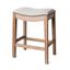 Weathered Oak Backless Saddle Kitchen Stool with Nailhead Trim