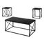 Black Faux Marble Rectangular Coffee Table Set with Metal Frame