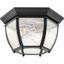 Roman Coach Textured Black 2-Light Flush Mount with Seeded Glass