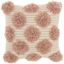 Blush and Ivory Cotton Tufted Pom Poms Square Throw Pillow 18"