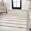 Williamsburg Cream and Black Striped 4' x 6' Synthetic Area Rug