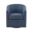 Blue Barrel Swivel Accent Chair with Metal Base