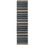 Navy and Gray Striped Synthetic Flat Woven Rug