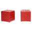 Chic Red Faux Leather Tufted Cube Ottoman Set of 2