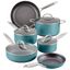 Teal Aluminum Nonstick 10-Piece Cookware Set with Glass Lids