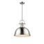 Pewter 14" Industrial Pendant Light with Glass Diffuser