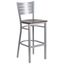 Hercules Series 29.88" Slat Back Silver Metal Barstool with Walnut Wood Seat