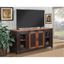 Rustic Antique Black and Distressed Pine 65" TV Stand with Sliding Barn Doors