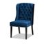 Lamont Navy Blue Velvet and Dark Brown Wood Wingback Dining Chair