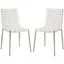 White Leather Upholstered Parsons Side Chair with Metal Base