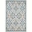 Ivory and Light Blue High Pile Synthetic Small Rug