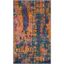 Blue and Orange Hand-Knotted Synthetic Area Rug