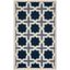 Blue and Ivory Geometric Tufted Wool Area Rug, 3' x 5'