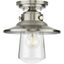 Tremont 9" Stainless Steel Outdoor Semi-Flush Mount Light with Seeded Glass