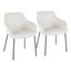 Cream Upholstered Arm Chairs with Black Metal Legs, Set of 2