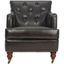 Colin Brown Leather Tufted Accent Chair with Birch Legs