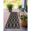 Charcoal Trellis Flat Woven Outdoor Runner Rug