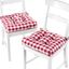 Burgundy Buffalo Check Tufted Chair Cushions, 16" x 15" x 3", Set of 2