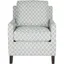 Gray and White Plaid Leather Club Chair with Wood Legs